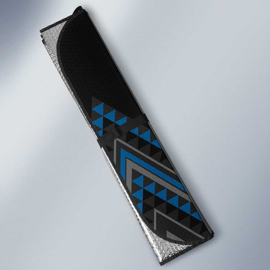 Blue Aotearoa Mangopare Kowhaiwhai Niho Taniwha Auto Sun Shade Maori New Zealand - Polynesian Pride