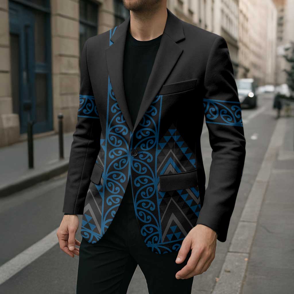 Blue Aotearoa Mangopare Kowhaiwhai Niho Taniwha Blazer Maori New Zealand - Polynesian Pride