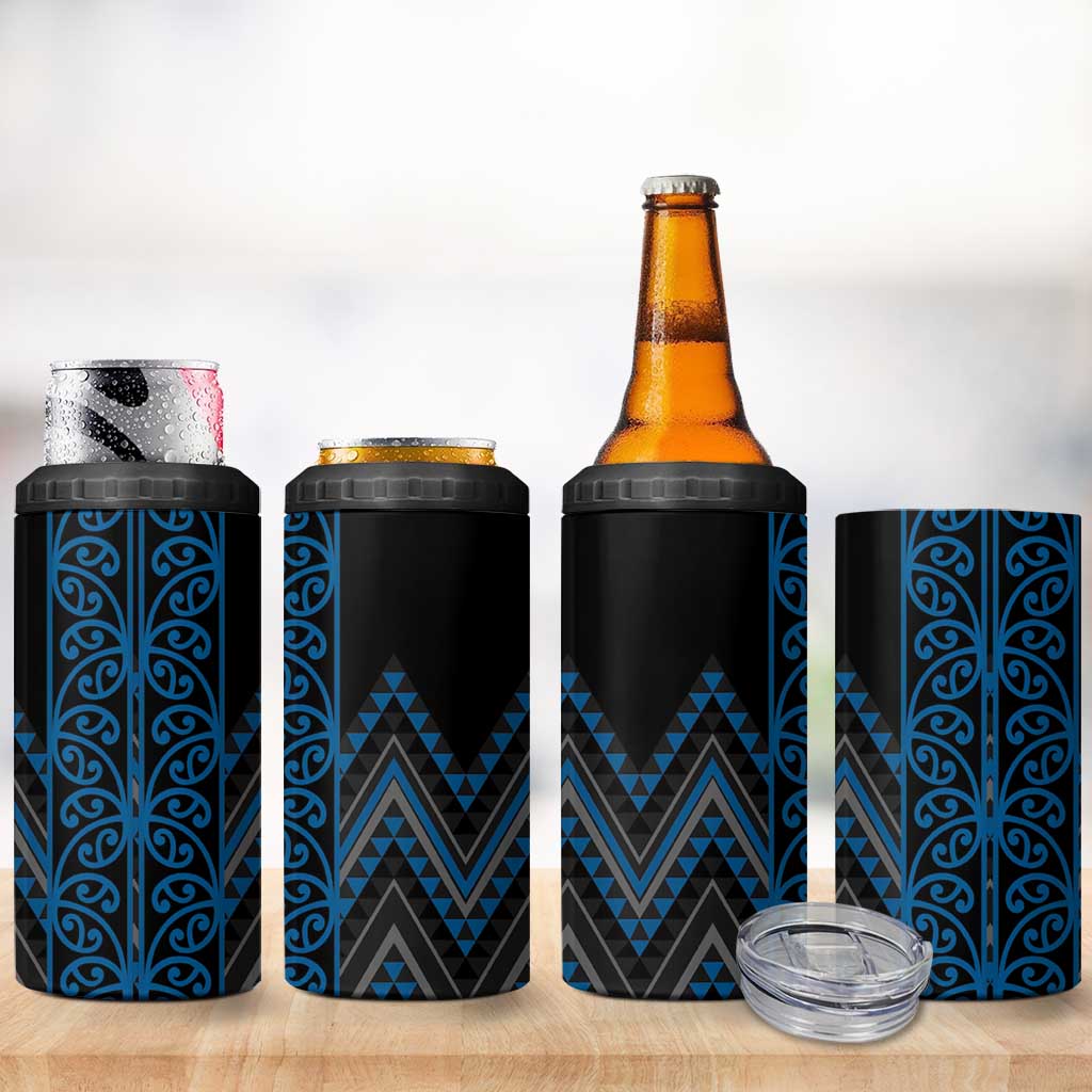 Blue Aotearoa Mangopare Kowhaiwhai and Niho Taniwha 4 in 1 Can Cooler Tumbler Maori New Zealand LT14 - Polynesian Pride