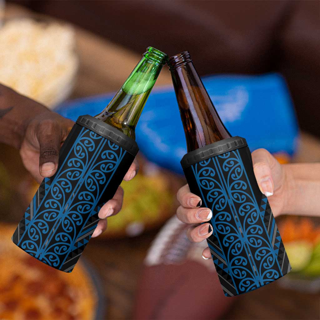 Blue Aotearoa Mangopare Kowhaiwhai and Niho Taniwha 4 in 1 Can Cooler Tumbler Maori New Zealand LT14 - Polynesian Pride