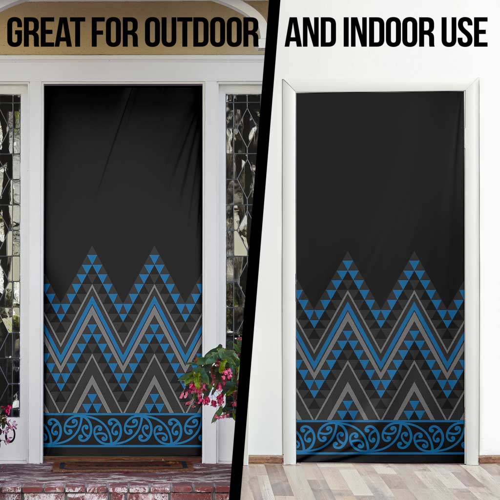 Blue Aotearoa Mangopare Kowhaiwhai Niho Taniwha Door Cover Maori New Zealand - Polynesian Pride