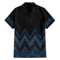 Blue Aotearoa Mangopare Kowhaiwhai and Niho Taniwha Family Matching Short Sleeve Bodycon Dress and Hawaiian Shirt Maori New Zealand LT14 - Polynesian Pride