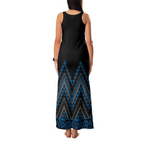 Blue Aotearoa Mangopare Kowhaiwhai and Niho Taniwha Family Matching Tank Maxi Dress and Hawaiian Shirt Maori New Zealand LT14 - Polynesian Pride