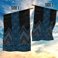 Blue Aotearoa Mangopare Kowhaiwhai and Niho Taniwha Garden Flag Maori New Zealand