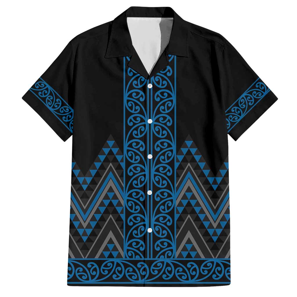 Blue Aotearoa Mangopare Kowhaiwhai and Niho Taniwha Hawaiian Shirt Maori New Zealand LT14 Blue - Polynesian Pride