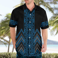 Blue Aotearoa Mangopare Kowhaiwhai and Niho Taniwha Hawaiian Shirt Maori New Zealand LT14 - Polynesian Pride