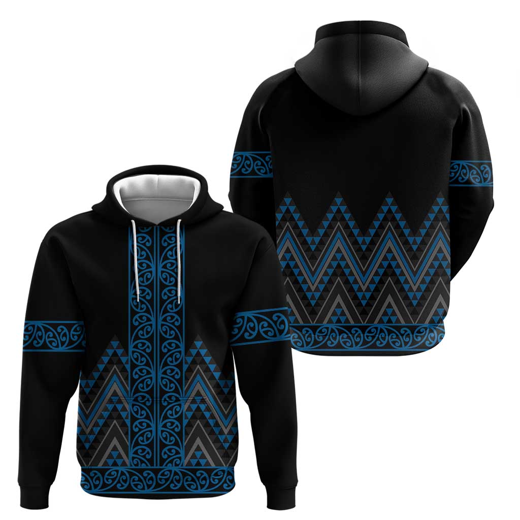 Blue Aotearoa Mangopare Kowhaiwhai and Niho Taniwha Hoodie Maori New Zealand LT14 - Polynesian Pride