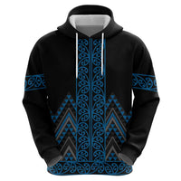 Blue Aotearoa Mangopare Kowhaiwhai and Niho Taniwha Hoodie Maori New Zealand LT14 - Polynesian Pride