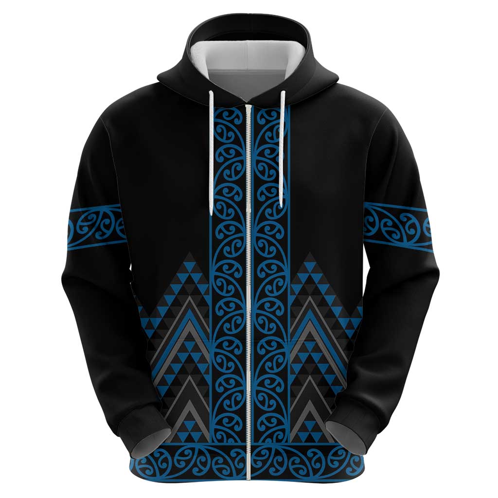 Blue Aotearoa Mangopare Kowhaiwhai and Niho Taniwha Hoodie Maori New Zealand LT14 - Polynesian Pride