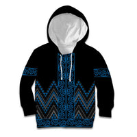 Blue Aotearoa Mangopare Kowhaiwhai and Niho Taniwha Kid Hoodie Maori New Zealand LT14 Hoodie Blue - Polynesian Pride