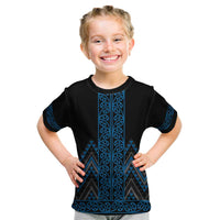 Blue Aotearoa Mangopare Kowhaiwhai and Niho Taniwha Kid T Shirt Maori New Zealand LT14 Blue - Polynesian Pride