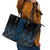 Blue Aotearoa Mangopare Kowhaiwhai and Niho Taniwha Leather Tote Bag Maori New Zealand