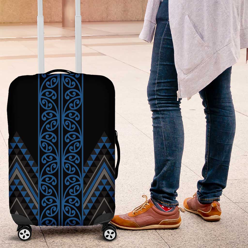Blue Aotearoa Mangopare Kowhaiwhai and Niho Taniwha Luggage Cover Maori New Zealand LT14 Blue - Polynesian Pride