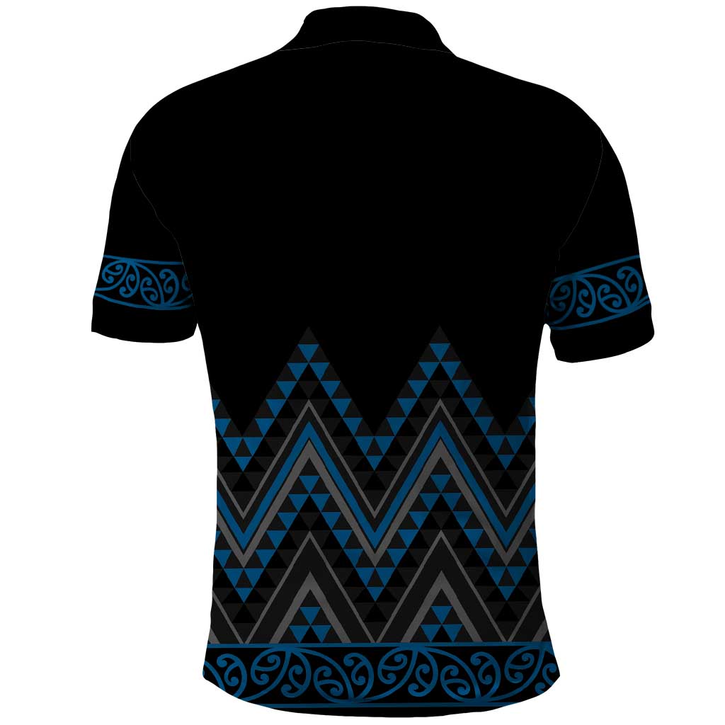 Blue Aotearoa Mangopare Kowhaiwhai and Niho Taniwha Polo Shirt Maori New Zealand LT14 - Polynesian Pride