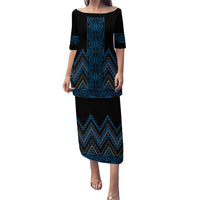 Blue Aotearoa Mangopare Kowhaiwhai and Niho Taniwha Puletasi Maori New Zealand