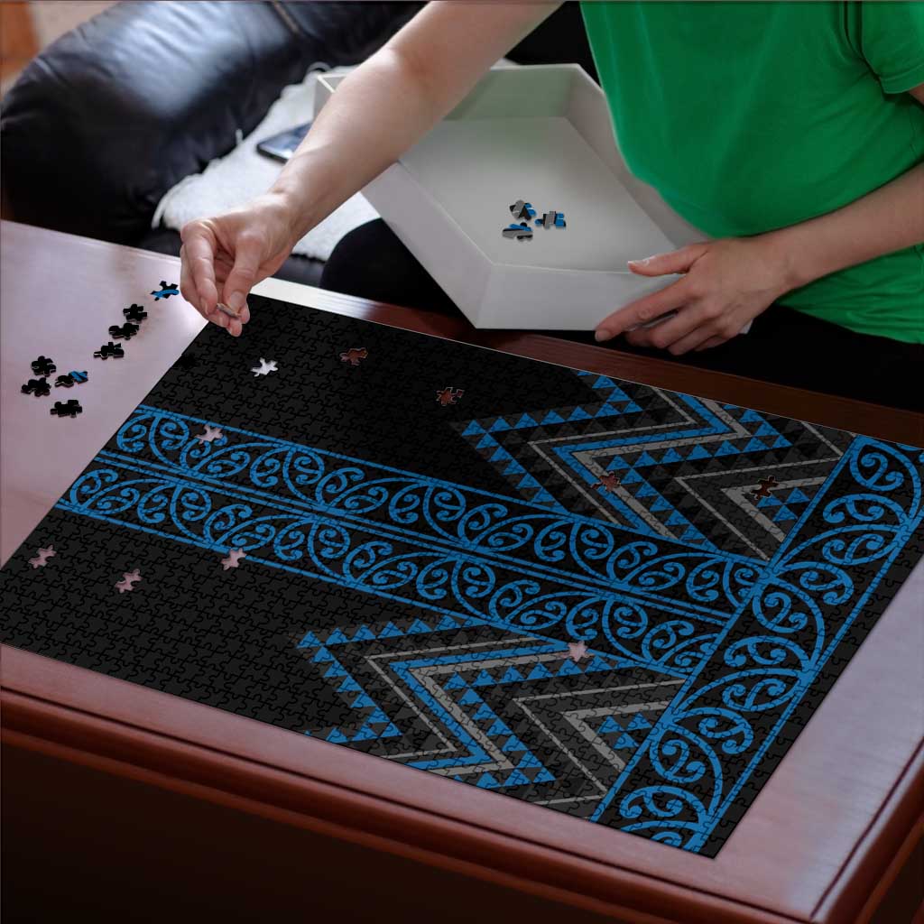 Blue Aotearoa Mangopare Kowhaiwhai Niho Taniwha Puzzle Maori New Zealand - Polynesian Pride