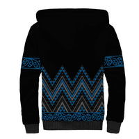 Blue Aotearoa Mangopare Kowhaiwhai and Niho Taniwha Sherpa Hoodie Maori New Zealand LT14 - Polynesian Pride