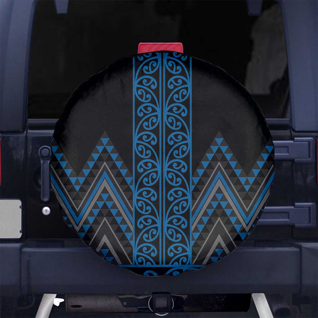 Blue Aotearoa Mangopare Kowhaiwhai and Niho Taniwha Spare Tire Cover Maori New Zealand LT14 No hole Blue - Polynesian Pride