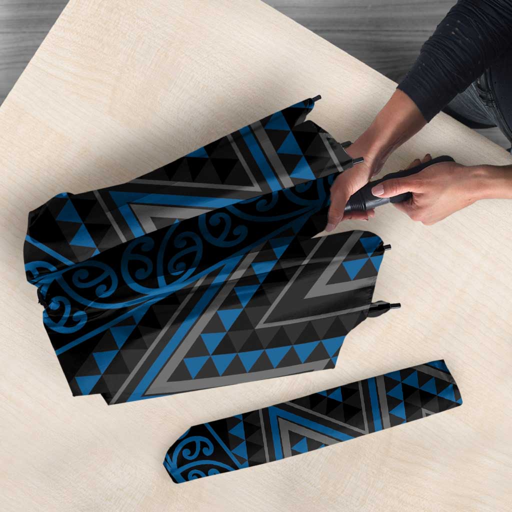 Blue Aotearoa Mangopare Kowhaiwhai Niho Taniwha Umbrella Maori New Zealand - Polynesian Pride