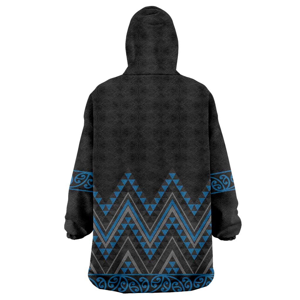 Blue Aotearoa Mangopare Kowhaiwhai and Niho Taniwha Wearable Blanket Hoodie Maori New Zealand LT14 - Polynesian Pride