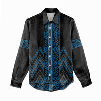 Blue Aotearoa Mangopare Kowhaiwhai and Niho Taniwha Women Casual Shirt Maori New Zealand LT14 - Polynesian Pride