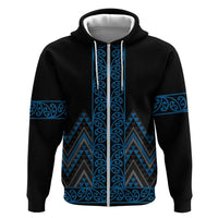 Blue Aotearoa Mangopare Kowhaiwhai and Niho Taniwha Zip Hoodie Maori New Zealand LT14 Zip Hoodie Blue - Polynesian Pride