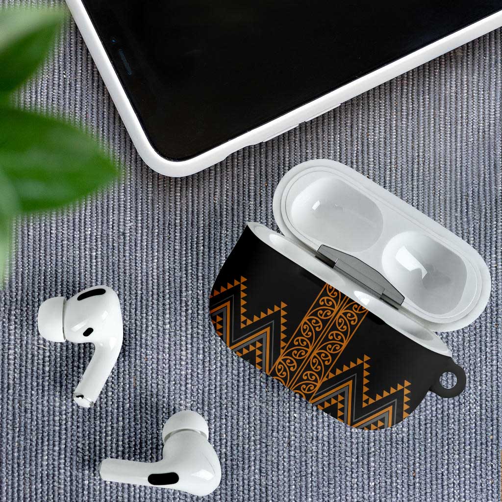 Gold Aotearoa Mangopare Kowhaiwhai Niho Taniwha AirPods Case Maori New Zealand - Polynesian Pride