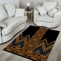 Gold Aotearoa Mangopare Kowhaiwhai and Niho Taniwha Area Rug Maori New Zealand