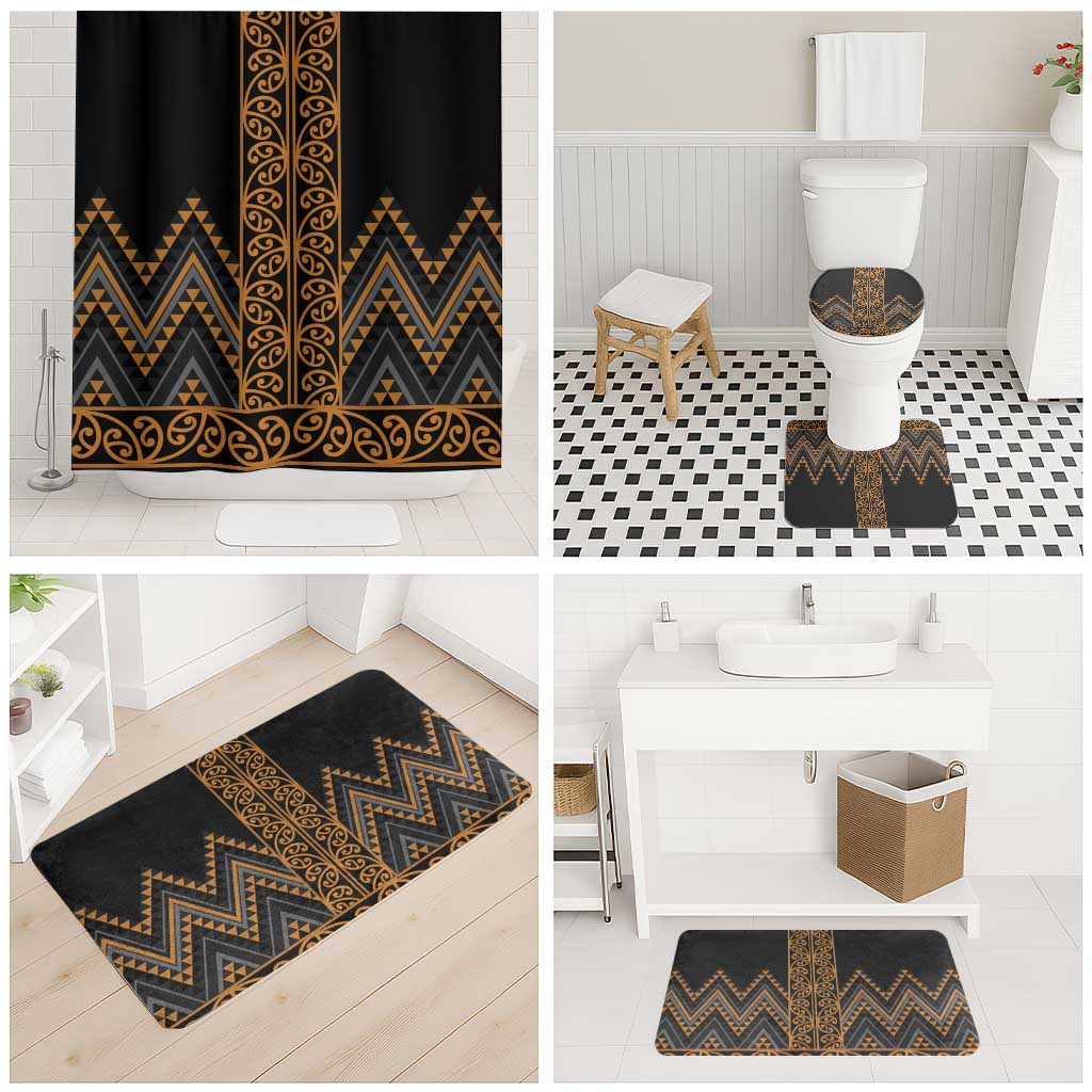 Gold Aotearoa Mangopare Kowhaiwhai Niho Taniwha Bathroom Set Maori New Zealand - Polynesian Pride