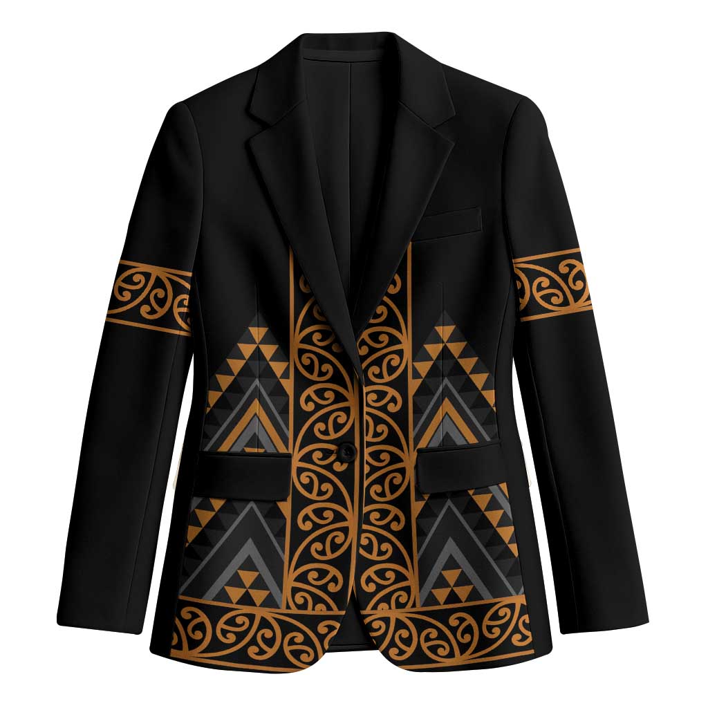 Gold Aotearoa Mangopare Kowhaiwhai Niho Taniwha Blazer Maori New Zealand - Polynesian Pride
