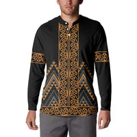 Gold Aotearoa Mangopare Kowhaiwhai and Niho Taniwha Button Sweatshirt Maori New Zealand