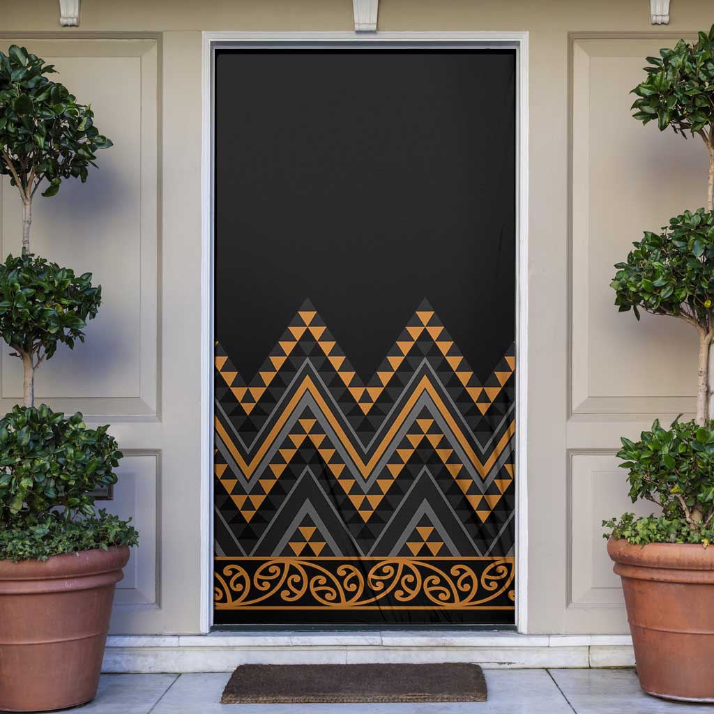 Gold Aotearoa Mangopare Kowhaiwhai Niho Taniwha Door Cover Maori New Zealand LT14 Gold - Polynesian Pride