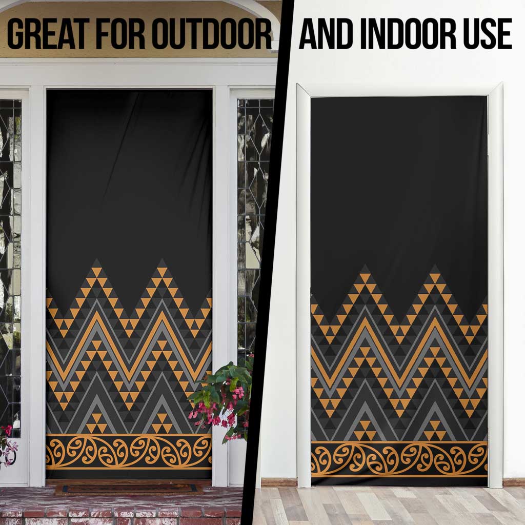 Gold Aotearoa Mangopare Kowhaiwhai Niho Taniwha Door Cover Maori New Zealand LT14 - Polynesian Pride