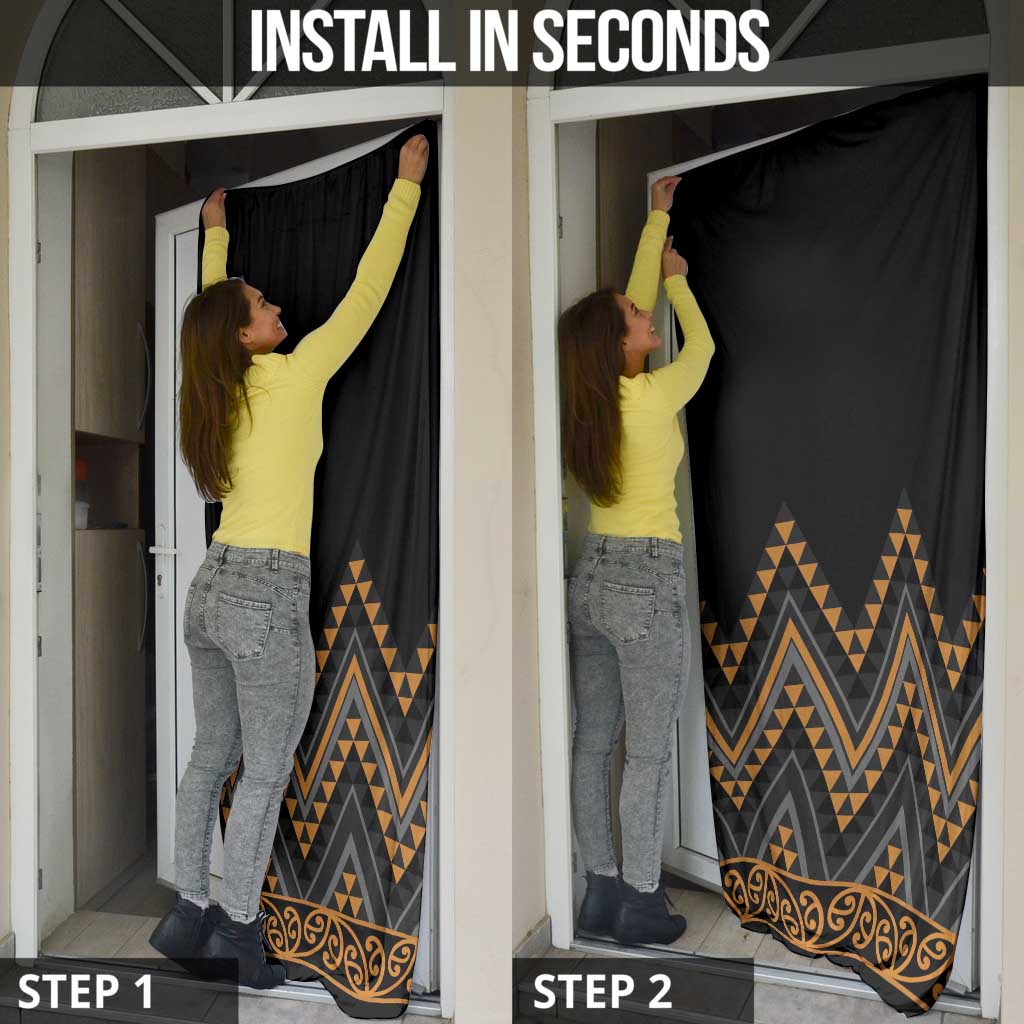 Gold Aotearoa Mangopare Kowhaiwhai Niho Taniwha Door Cover Maori New Zealand LT14 - Polynesian Pride