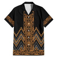 Gold Aotearoa Mangopare Kowhaiwhai and Niho Taniwha Family Matching Mermaid Dress and Hawaiian Shirt Maori New Zealand LT14 Dad's Shirt - Short Sleeve Gold - Polynesian Pride