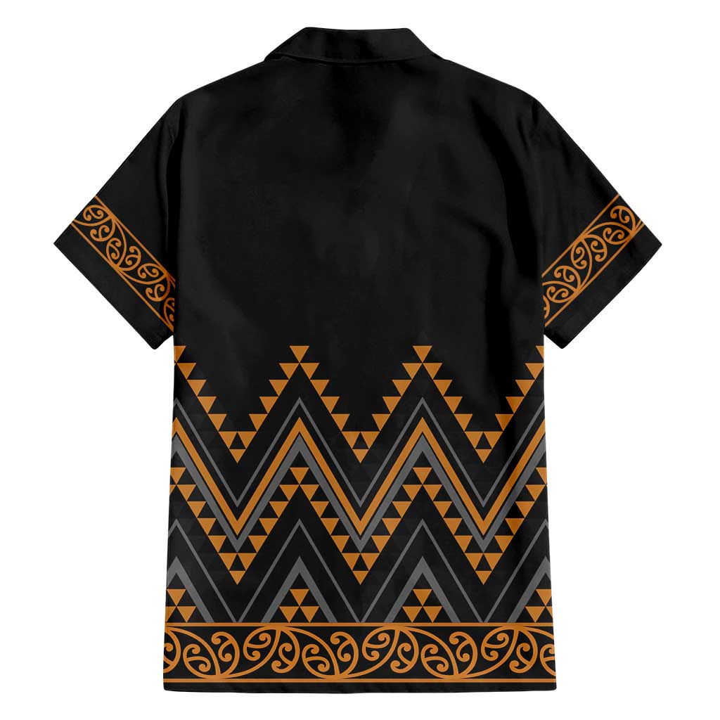Gold Aotearoa Mangopare Kowhaiwhai and Niho Taniwha Family Matching Short Sleeve Bodycon Dress and Hawaiian Shirt Maori New Zealand LT14 - Polynesian Pride