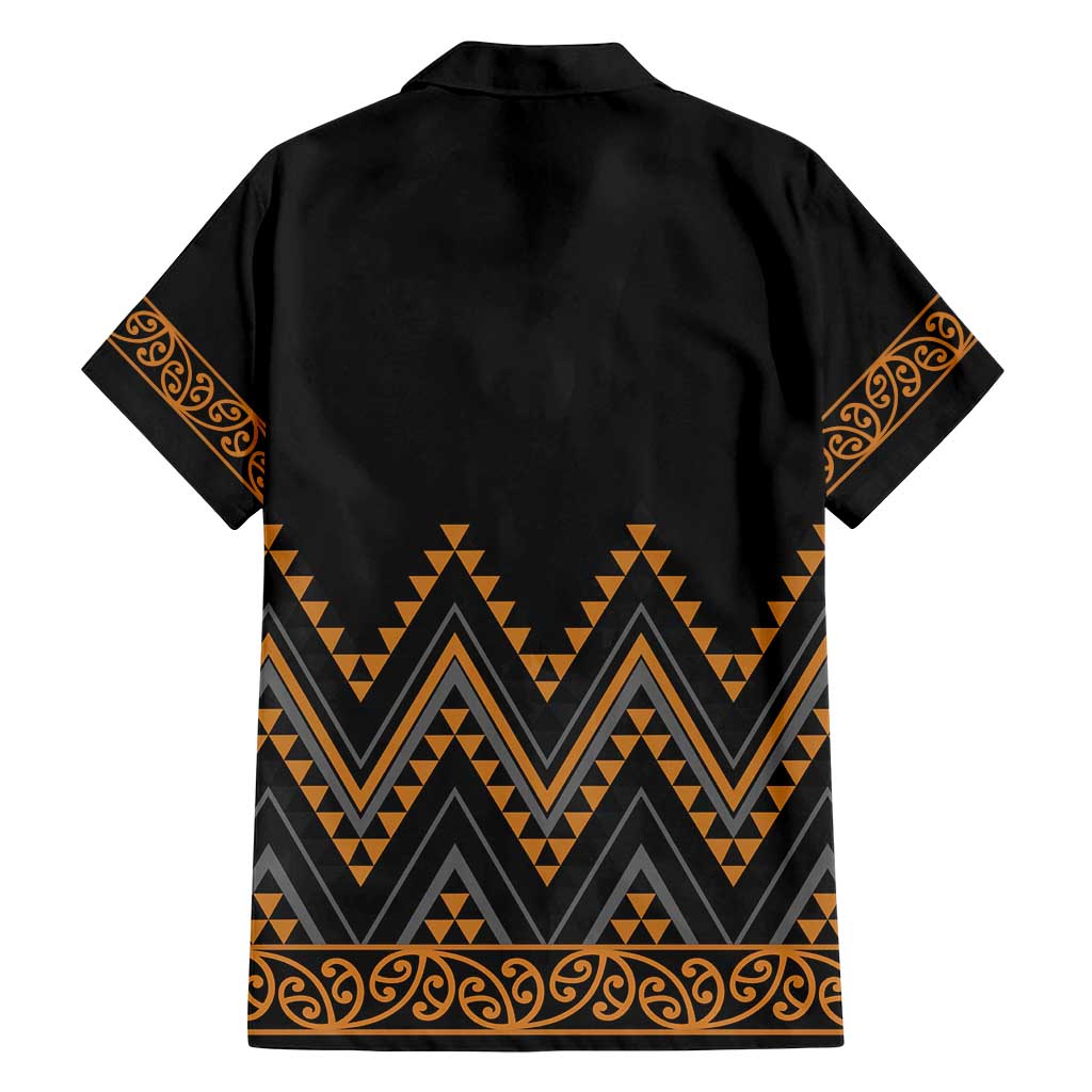 Gold Aotearoa Mangopare Kowhaiwhai and Niho Taniwha Family Matching Tank Maxi Dress and Hawaiian Shirt Maori New Zealand LT14 - Polynesian Pride