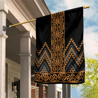 Gold Aotearoa Mangopare Kowhaiwhai and Niho Taniwha Garden Flag Maori New Zealand LT14 House Flag Gold - Polynesian Pride