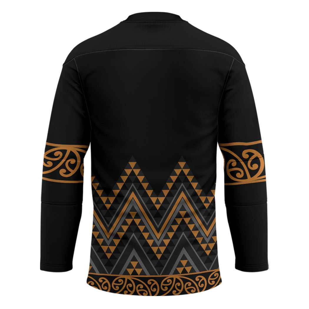 Gold Aotearoa Mangopare Kowhaiwhai Niho Taniwha Hockey Jersey Maori New Zealand LT14 - Polynesian Pride