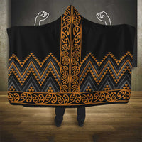 Gold Aotearoa Mangopare Kowhaiwhai and Niho Taniwha Hooded Blanket Maori New Zealand LT14 - Polynesian Pride