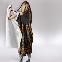 Gold Aotearoa Mangopare Kowhaiwhai and Niho Taniwha Hooded Blanket Maori New Zealand LT14 - Polynesian Pride