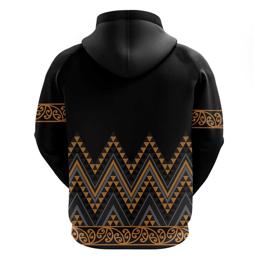 Gold Aotearoa Mangopare Kowhaiwhai and Niho Taniwha Hoodie Maori New Zealand LT14 - Polynesian Pride