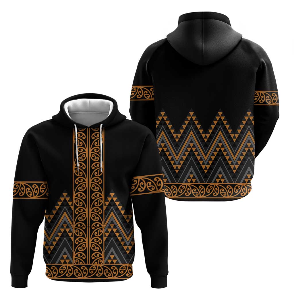 Gold Aotearoa Mangopare Kowhaiwhai and Niho Taniwha Hoodie Maori New Zealand LT14 - Polynesian Pride
