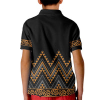 Gold Aotearoa Mangopare Kowhaiwhai and Niho Taniwha Kid Polo Shirt Maori New Zealand LT14 - Polynesian Pride