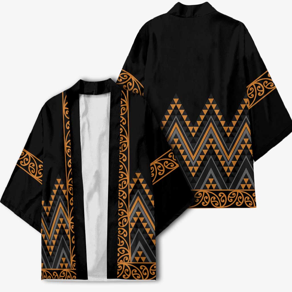 Gold Aotearoa Mangopare Kowhaiwhai Niho Taniwha Kimono Maori New Zealand - Polynesian Pride