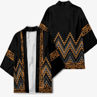 Gold Aotearoa Mangopare Kowhaiwhai Niho Taniwha Kimono Maori New Zealand - Polynesian Pride