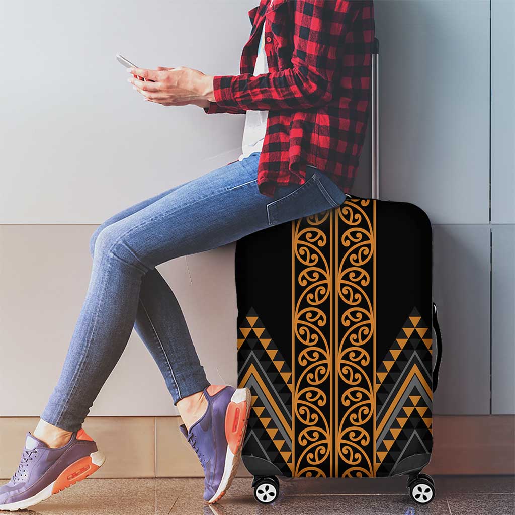 Gold Aotearoa Mangopare Kowhaiwhai and Niho Taniwha Luggage Cover Maori New Zealand LT14 - Polynesian Pride