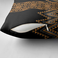 Gold Aotearoa Mangopare Kowhaiwhai Niho Taniwha Pillow Cover Maori New Zealand - Polynesian Pride