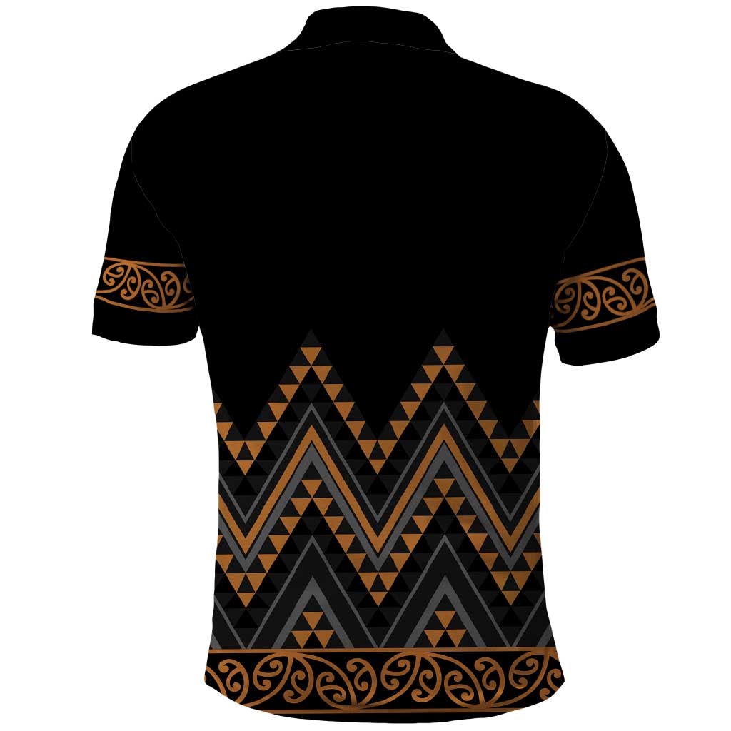 Gold Aotearoa Mangopare Kowhaiwhai and Niho Taniwha Polo Shirt Maori New Zealand LT14 - Polynesian Pride