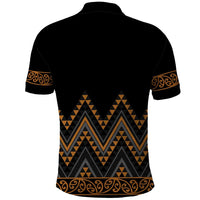 Gold Aotearoa Mangopare Kowhaiwhai and Niho Taniwha Polo Shirt Maori New Zealand LT14 - Polynesian Pride